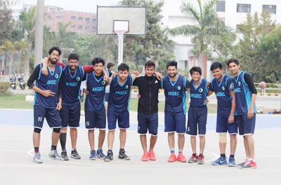 AKGEC Basketball Boys Team after winning their first match.