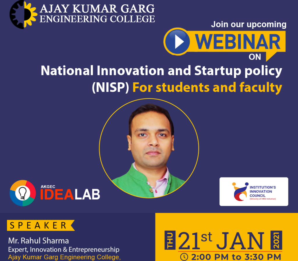 Webinar on National Innovation Startup policy (NISP)