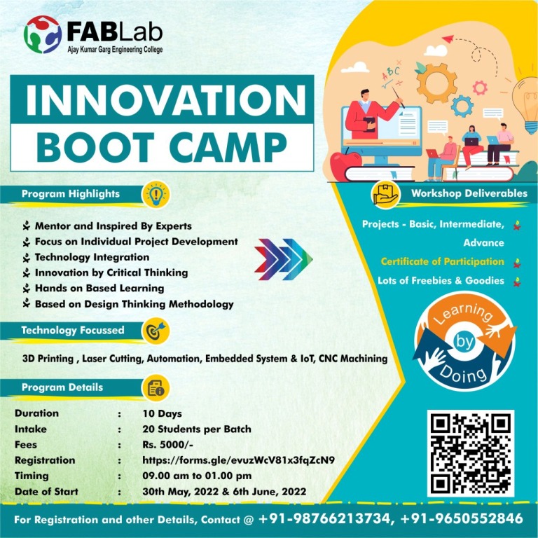 Innovation Boot Camp during 30th May to 10th June 2022